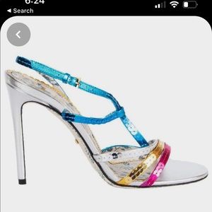 Gucci Multicolor Sequins Haines Heels Sandals